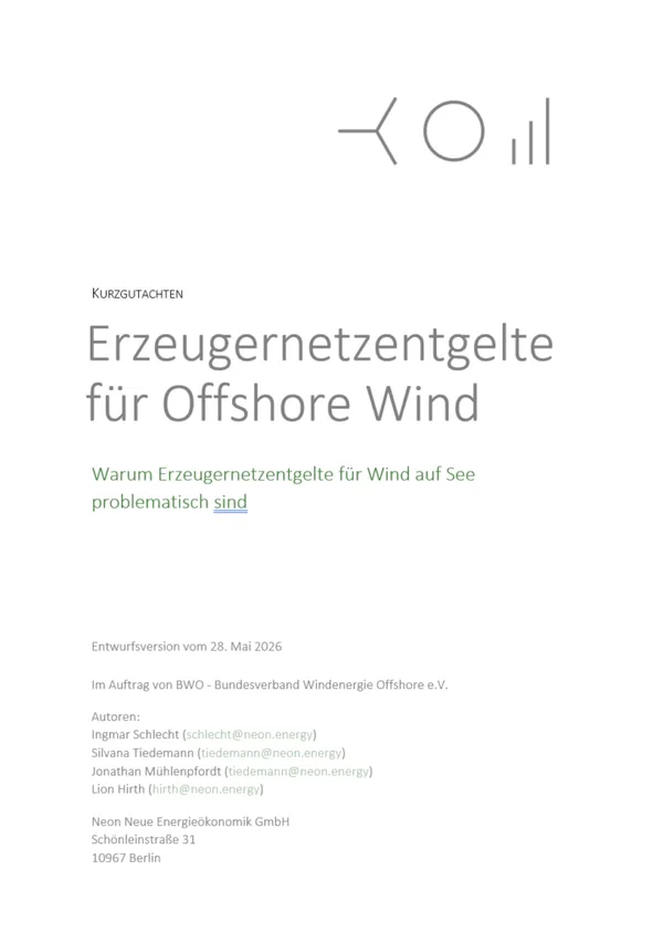 Erzeugernetzentgelte für Offshore Wind