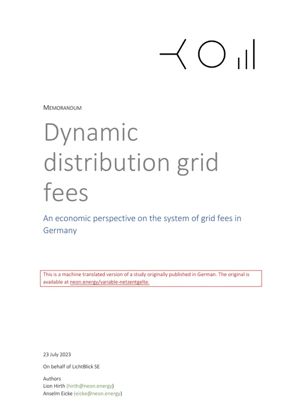 Dynamic distribution grid fees