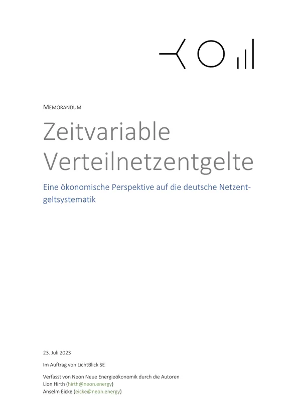 Zeitvariable Verteilnetzentgelte